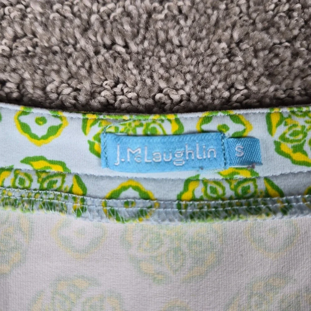 J McLaughlin Catalina Cloth Shift Dress Womens S Green Geometric Pockets